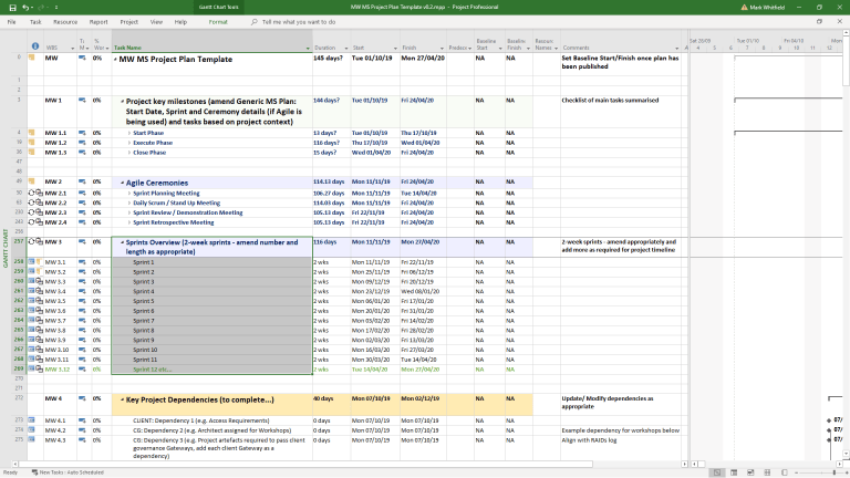 MPP Microsoft MS Project Plan for Agile Scrum & PRINCE2 Projects ...