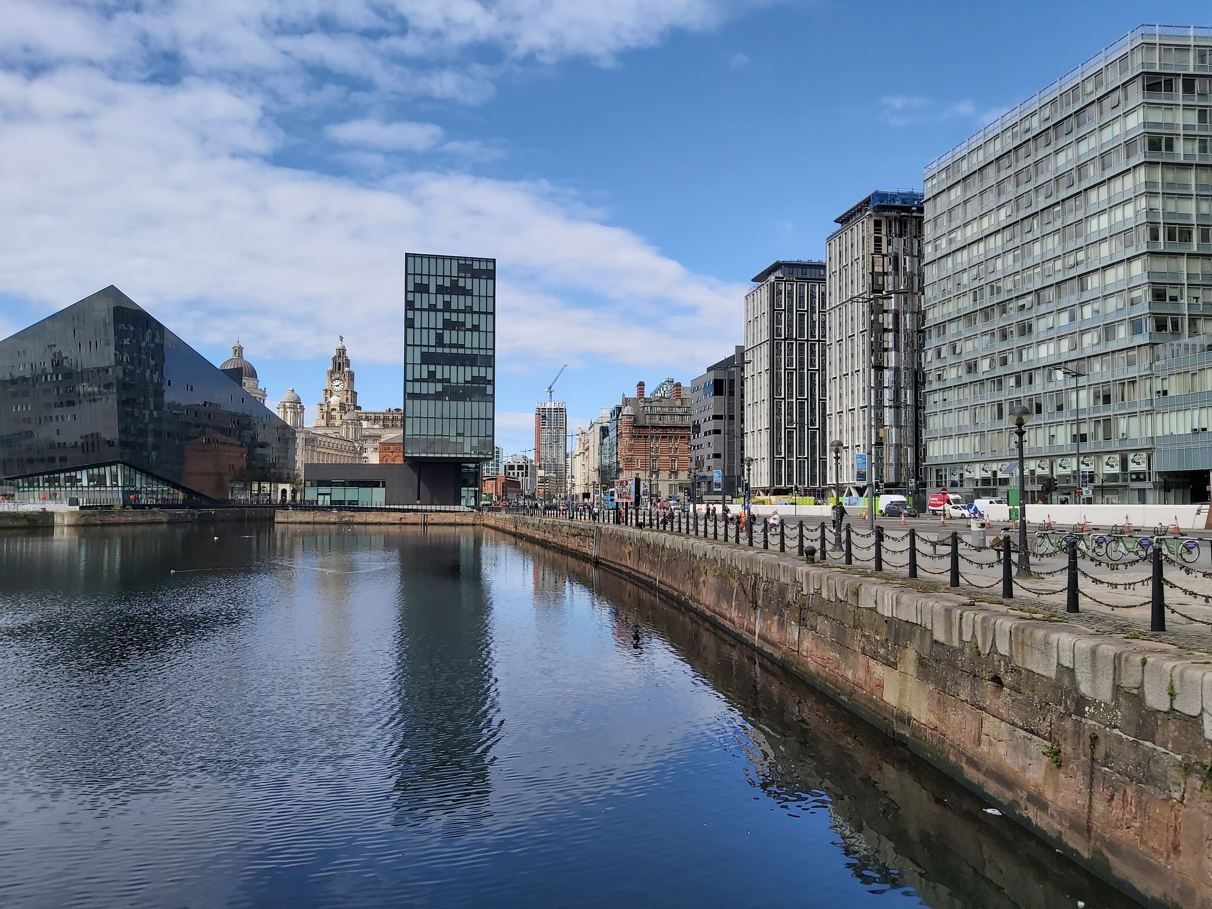 Liverpool, Pier Head today... from Royal Albert Docks side... Liver Building in the distance...