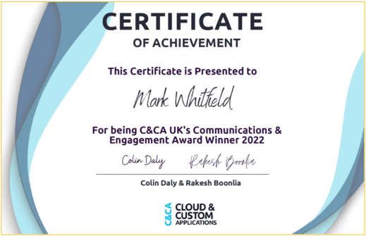 C&CA UK's Communications & Engagement Award Winner 2022 - Cloud & Custom Applications - Capgemini UK