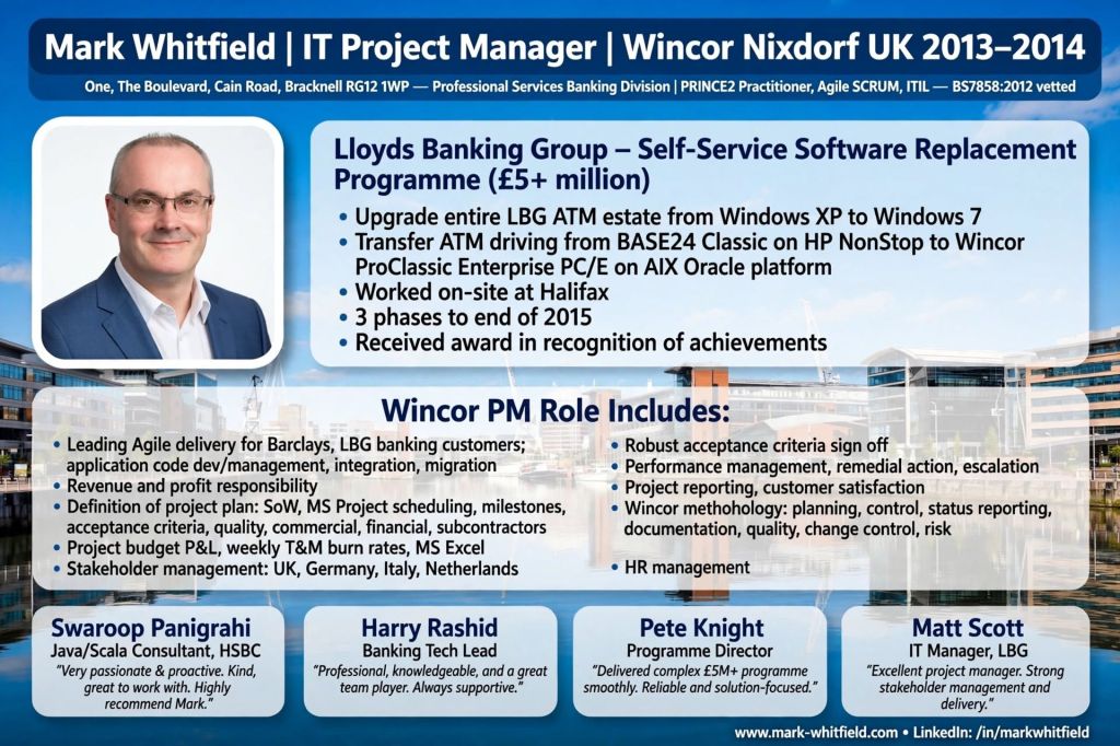 Mark Whitfield IT Project Manager Wincor Nixdorf UK 2013 thru 2014
