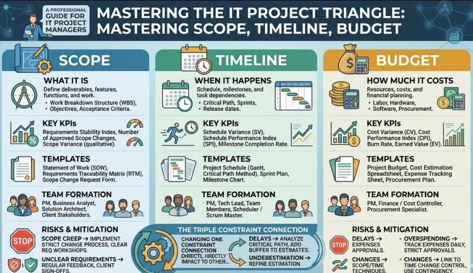 IT Project Triangle, Scope, Timeline and Budget