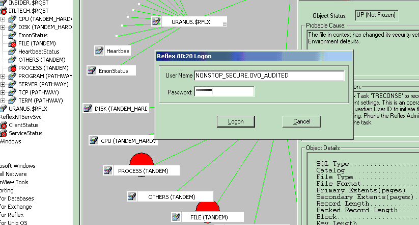 HP OVO screenshot in 2002, HPE NonStop (previously Tandem) Monitoring