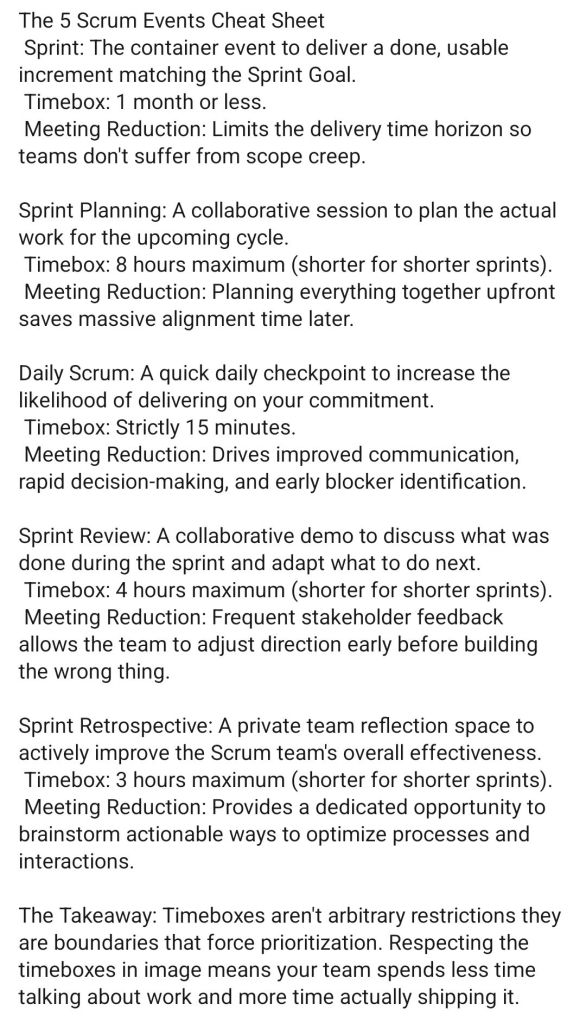 Time Boxes for 5 Scrum Events
