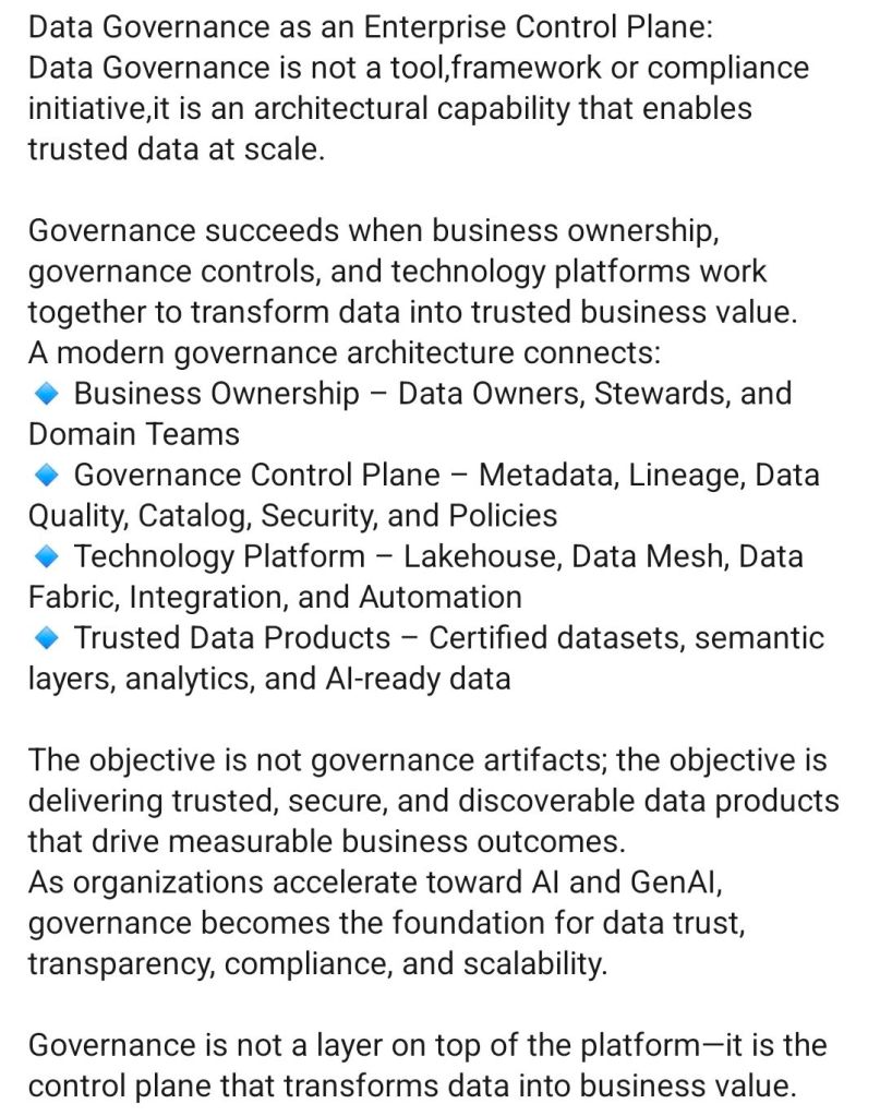 Text : Enterprise Data Governance > Business Ownership > Trusted Data Value