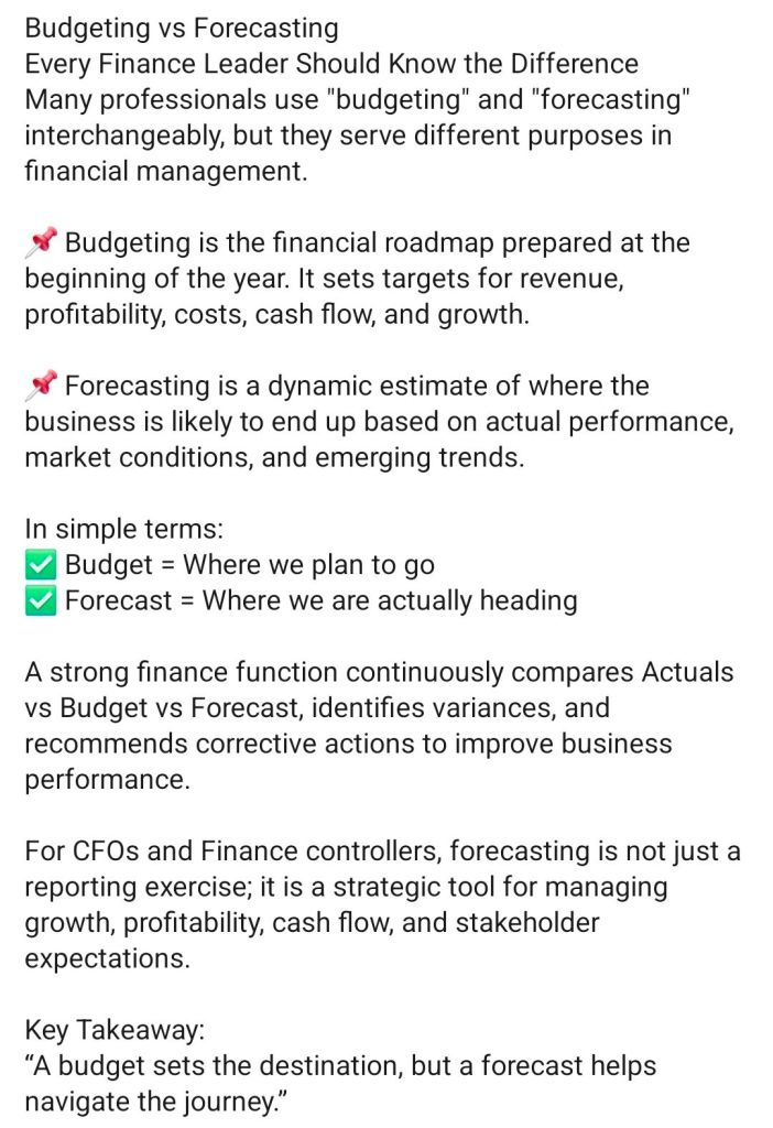 Project Management Budgeting versus Forecasting
