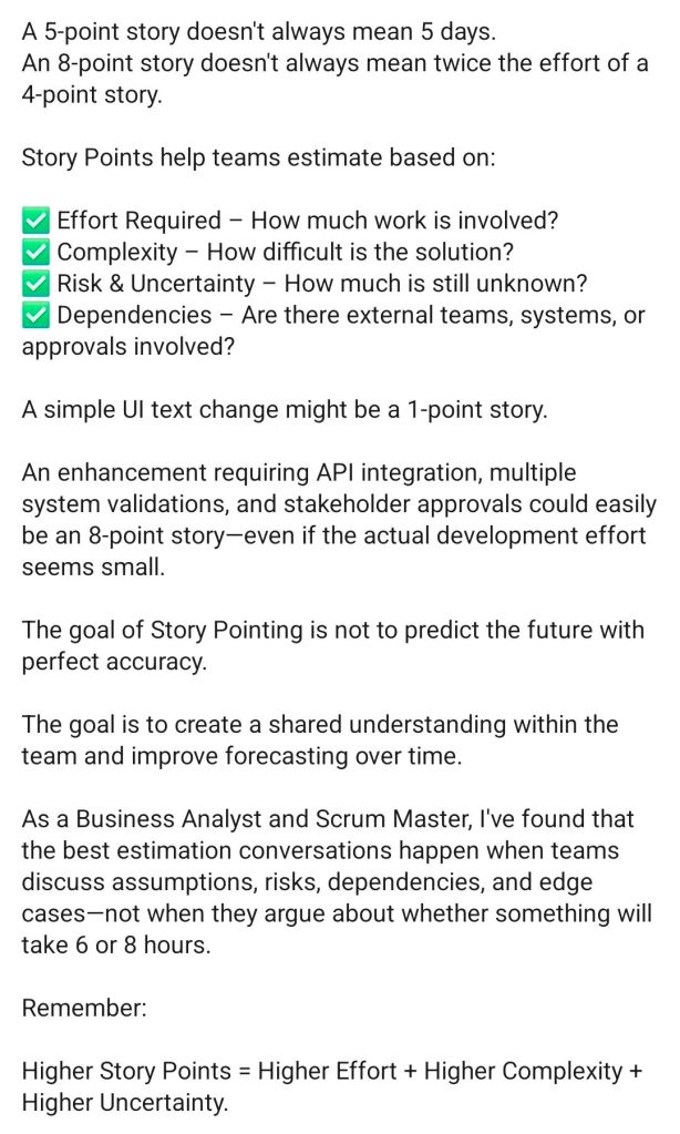 Scrum Story Points Matrix
