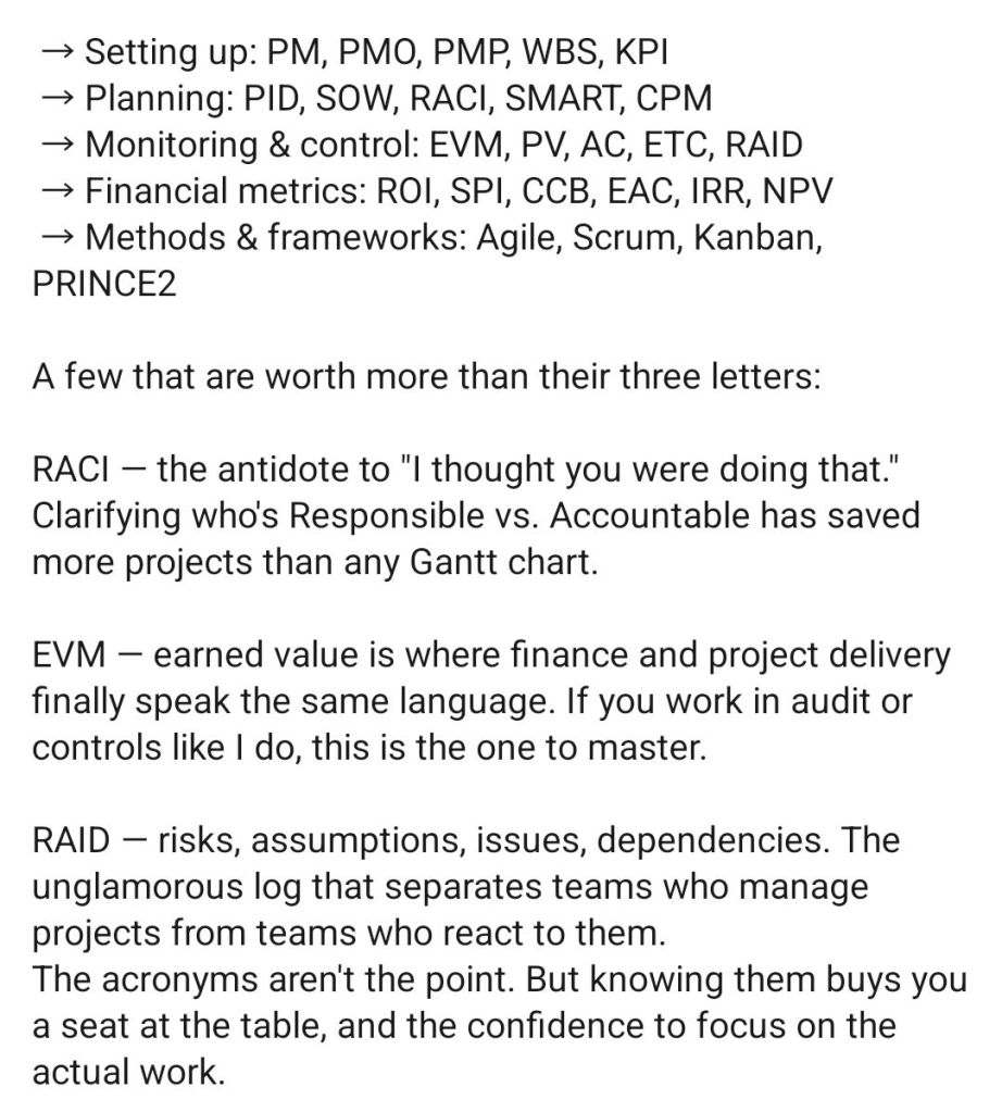 Example Project Management Acronyms