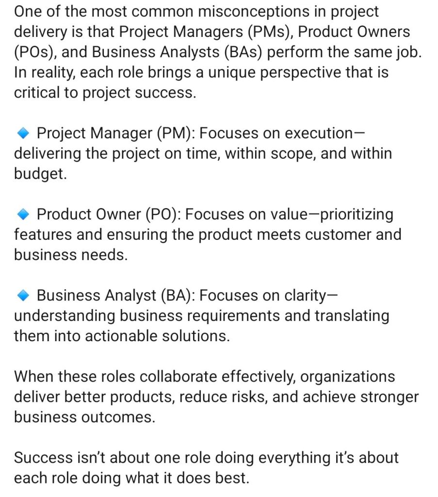 2. Project Manager vs Product Owner vs Business Analyst