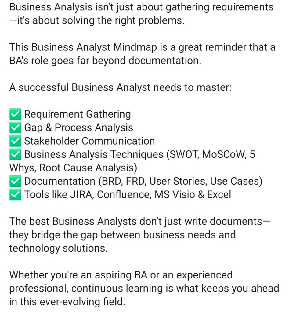 Business Analyst Mindmap