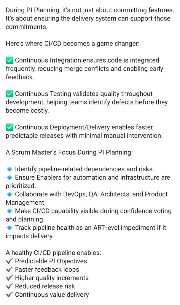 CI/CD Pipeline for Scrum Master in PI Planning