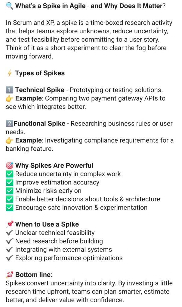 2. What is a Spike in Agile Scrum?