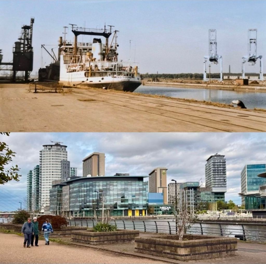 Salford Quays in 1983 and 2026