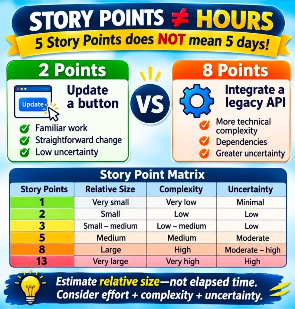 Story Points for Relative Size not Elapsed Time Agile